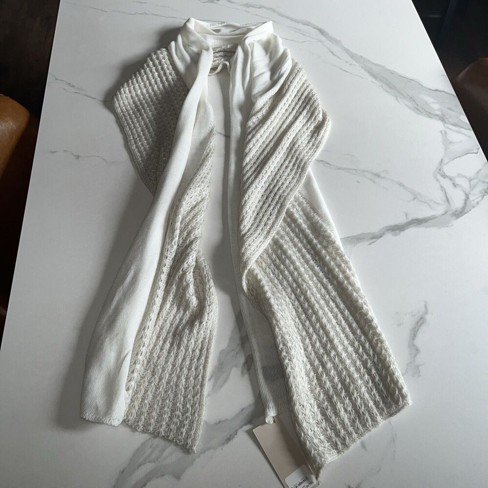 Women's Ivory Cream Back Country Soft Crochet Knit Boho Scarf Winter Sundry NWT